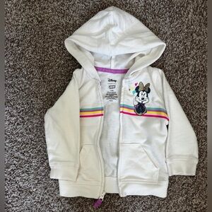 jumping beans White Girls' Hoodie with Minnie Mouse and Rainbow Stripes